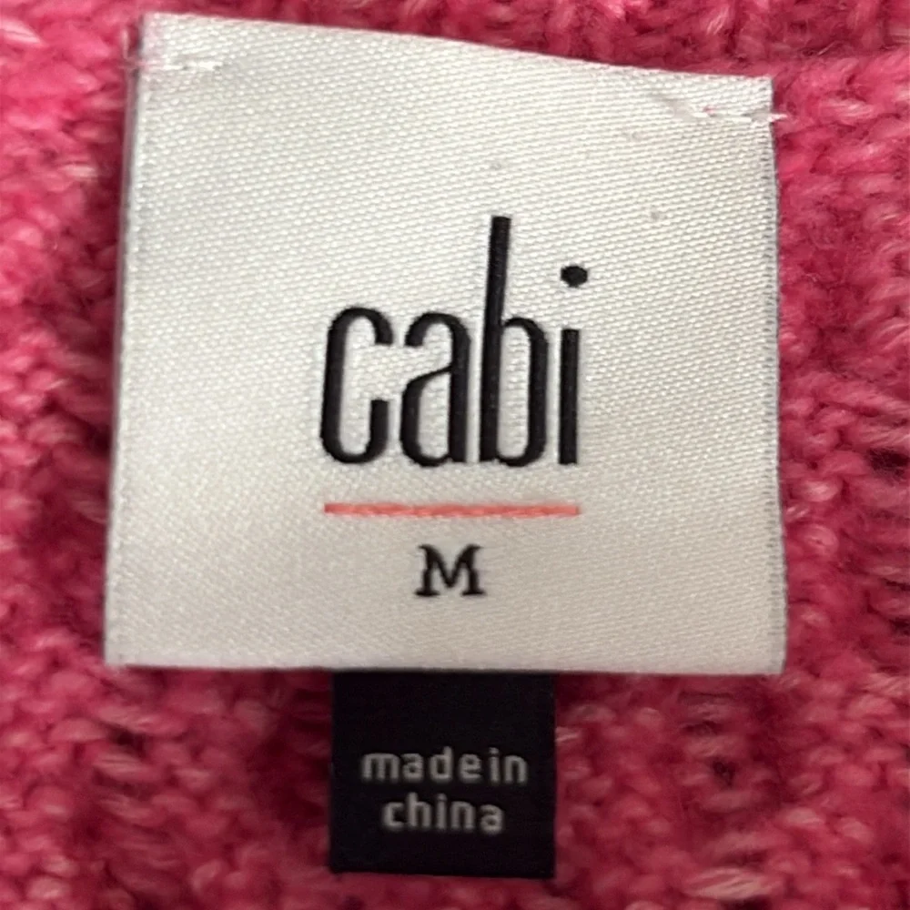 Cabi Elsa Cable Knit Crewneck Pullover Sweater in Pink - Size Medium - Picture 6 of 8